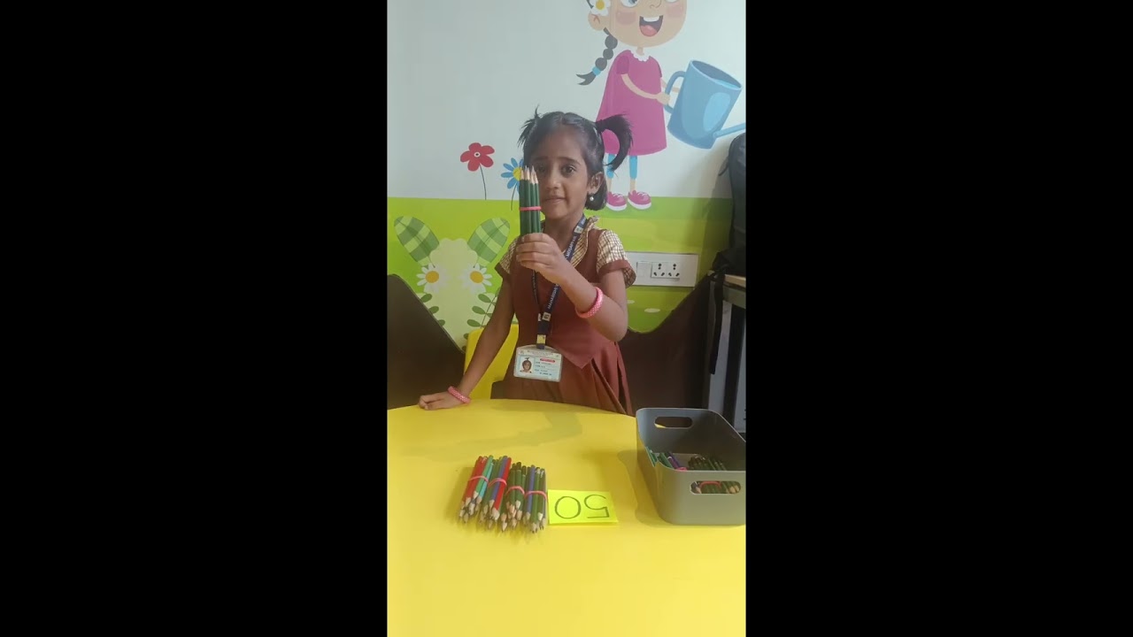 The little learners of LKG A had an activity to count and place the bundles for the given numbers. 