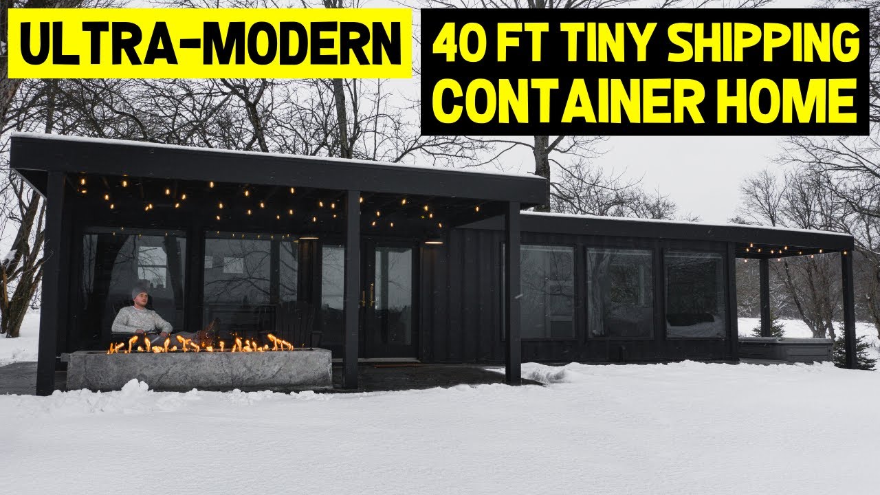 ULTRA-MODERN 40ft TINY SHIPPING CONTAINER HOME w/ Hot Tub & Fire Pit!