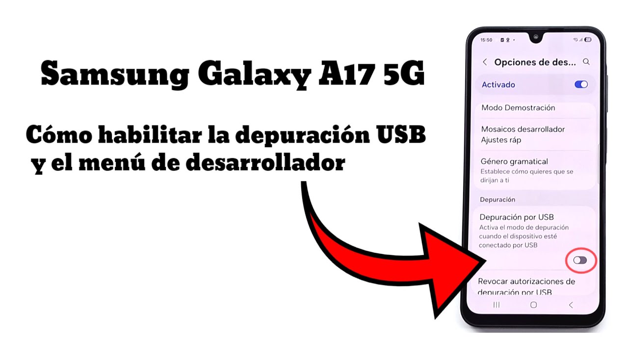 Samsung Galaxy A17 5G Cómo habilitar la depuración USB y el menú de desarrollador