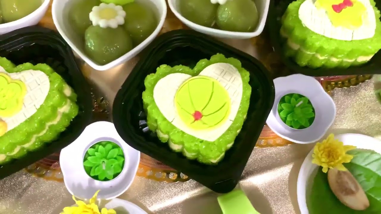 Mâm cúng đầy tháng màu xanh lá