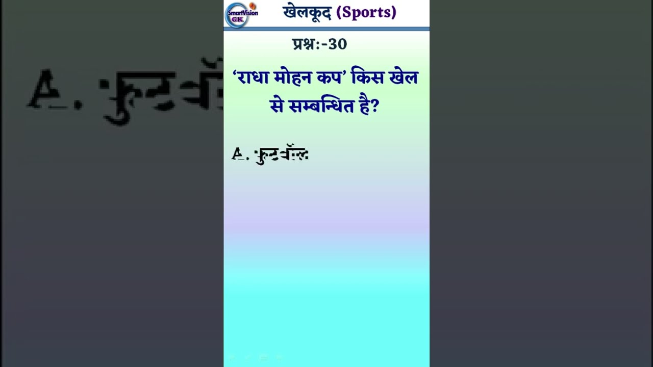 With which game Radha Mohan Cup is related? | Latest Sports GK 2022 | 