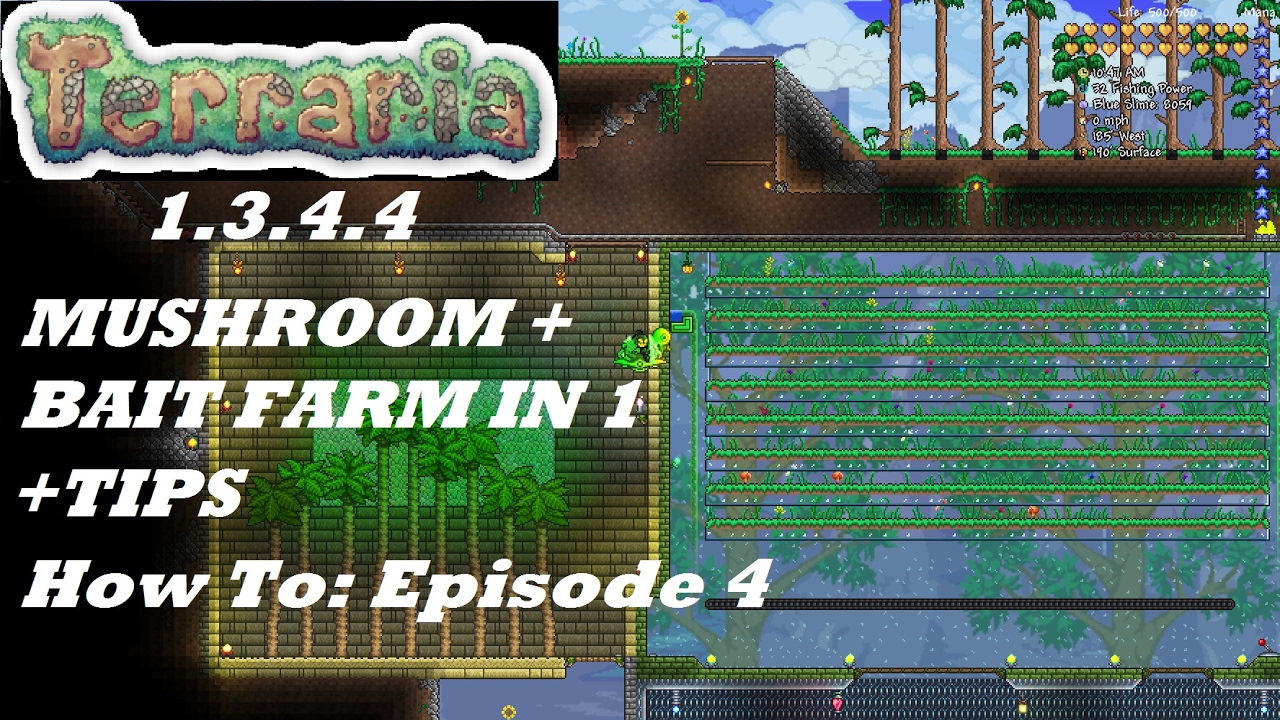 Terraria 1.3.4.4 HOW TO | Build a Mushroom & Bait Farm | Benefits + Setup | Episode 4