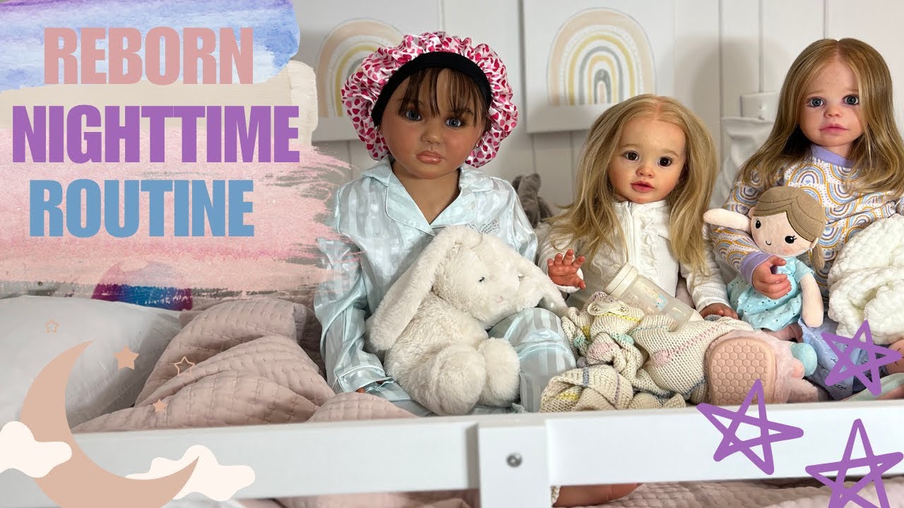 Reborn BATH Time 🛁 NIGHT time  🛏️ 🍼 ROLEPLAY with FOUR dolls #rebornbaby #reborns #babydoll