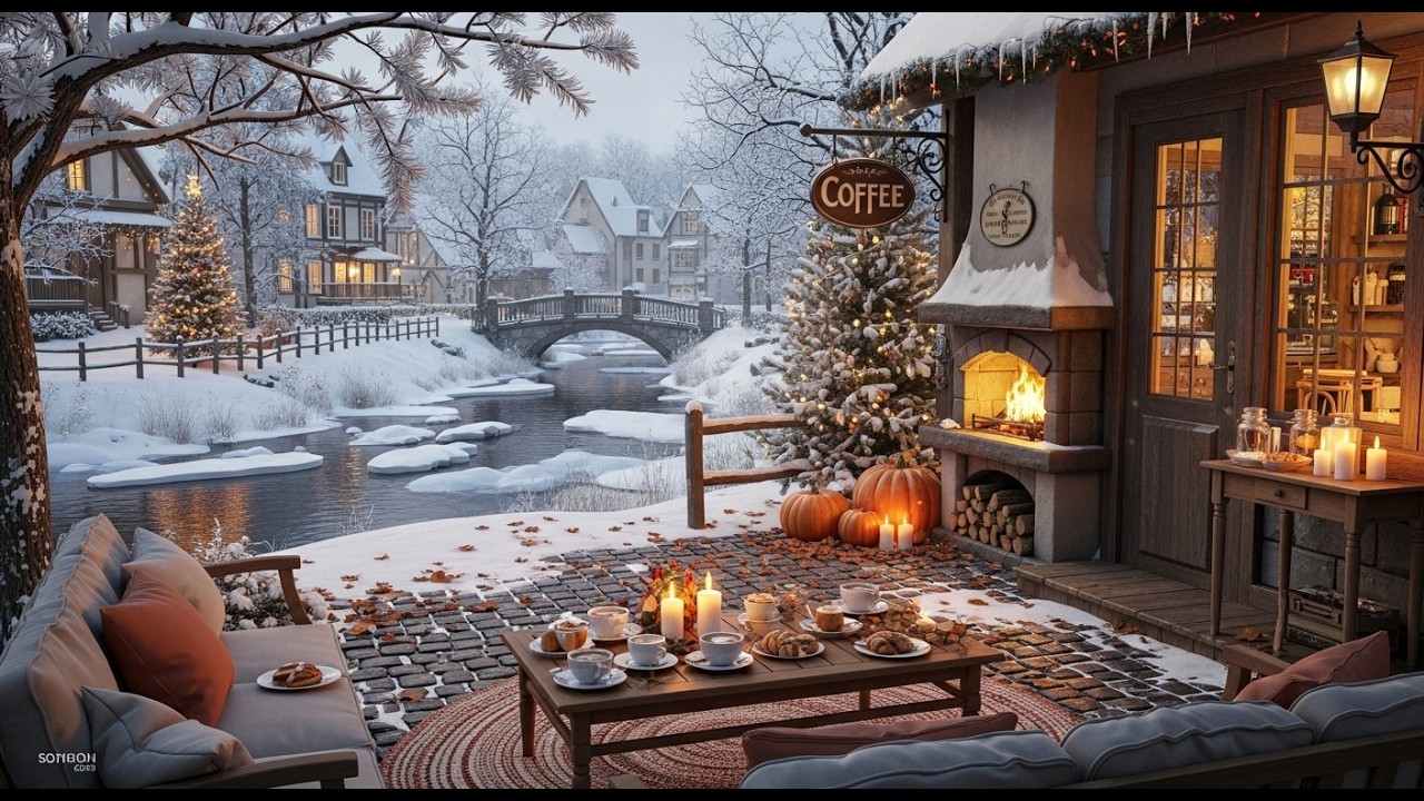 Peaceful Winter Jazz ❄ Cozy Winter Porch Ambience for Stress Relief and Quiet Focus