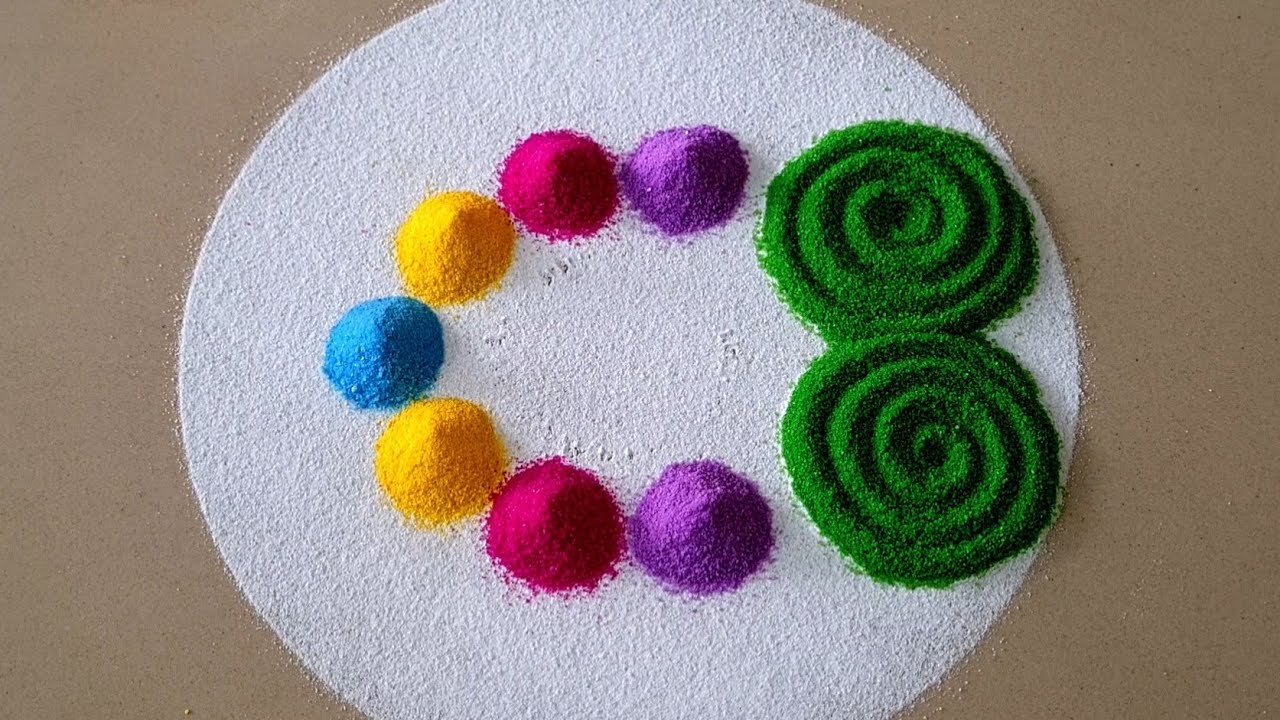 Simplel  Multicolour Rangolis | Rangoli kolam | Satisfying Sand Videos by Aarti | Top Rangolis