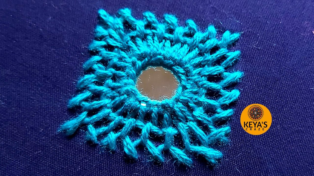 Tutorial no-600 |2020| square mirror hand embroidery tutorial for beginners |keya's craze