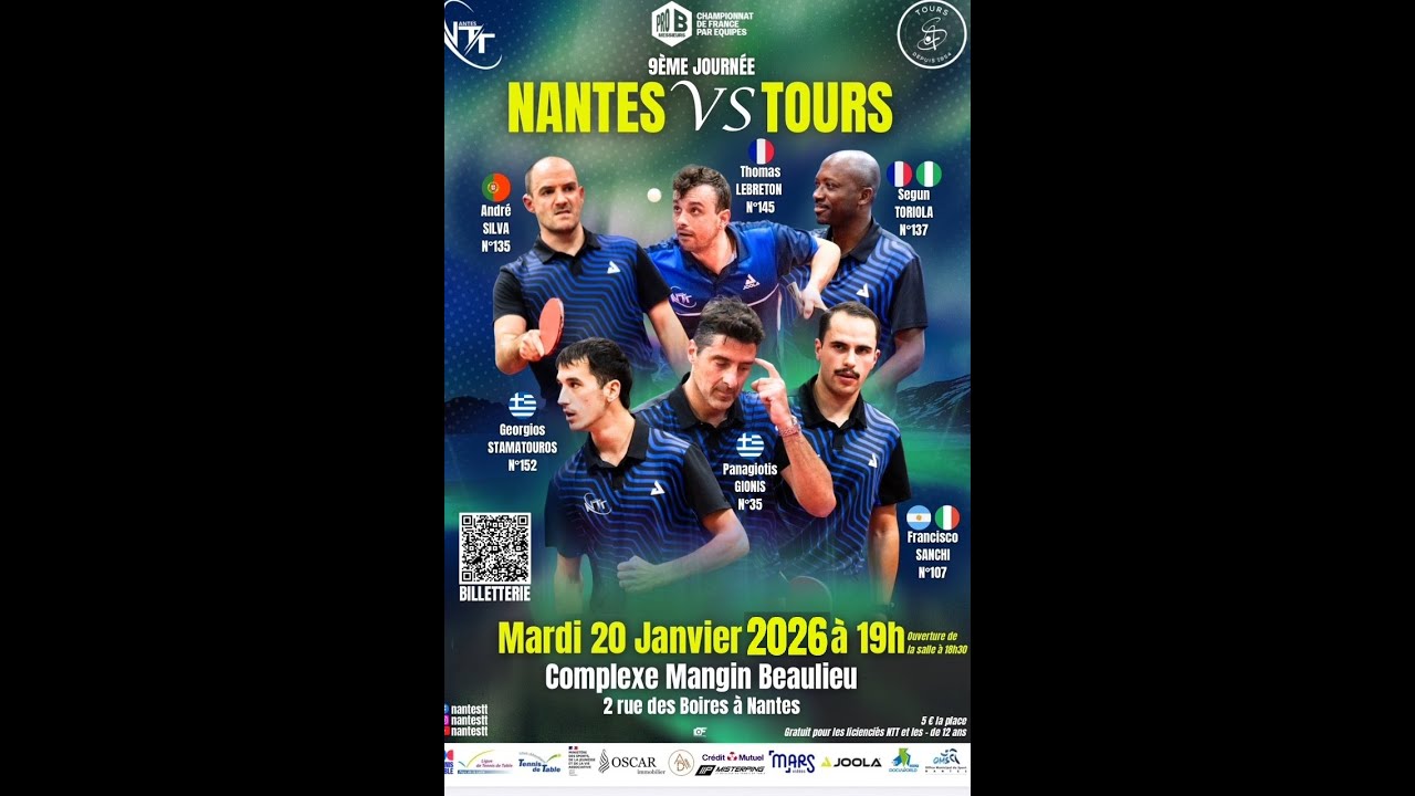 Tennis de table Pro B : Nantes TT vs 4S Tours
