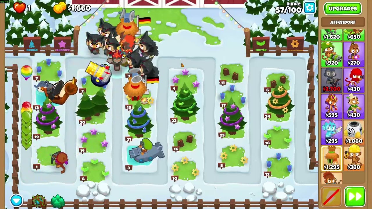 Bloons TD 6 Schimpansen Taktik auf Eins,Zwei,Baum