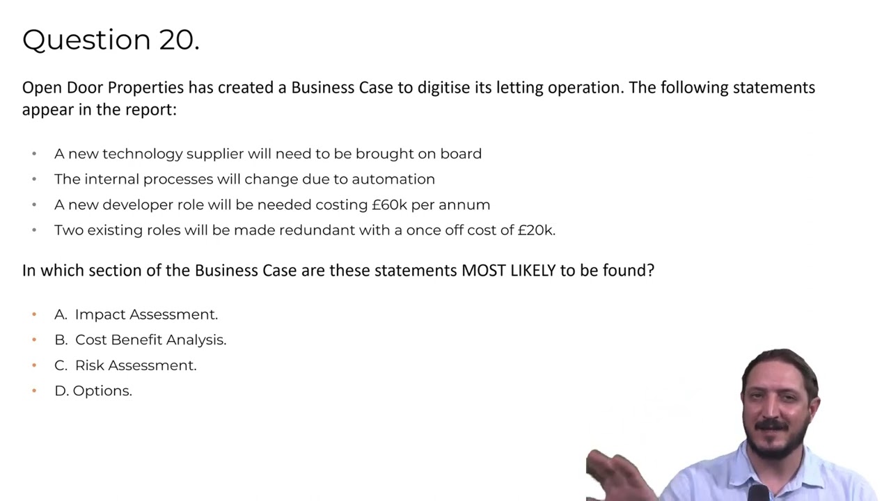 BCS Business Analysis Practice: Question 20 Sample Paper 1 Walkthrough
