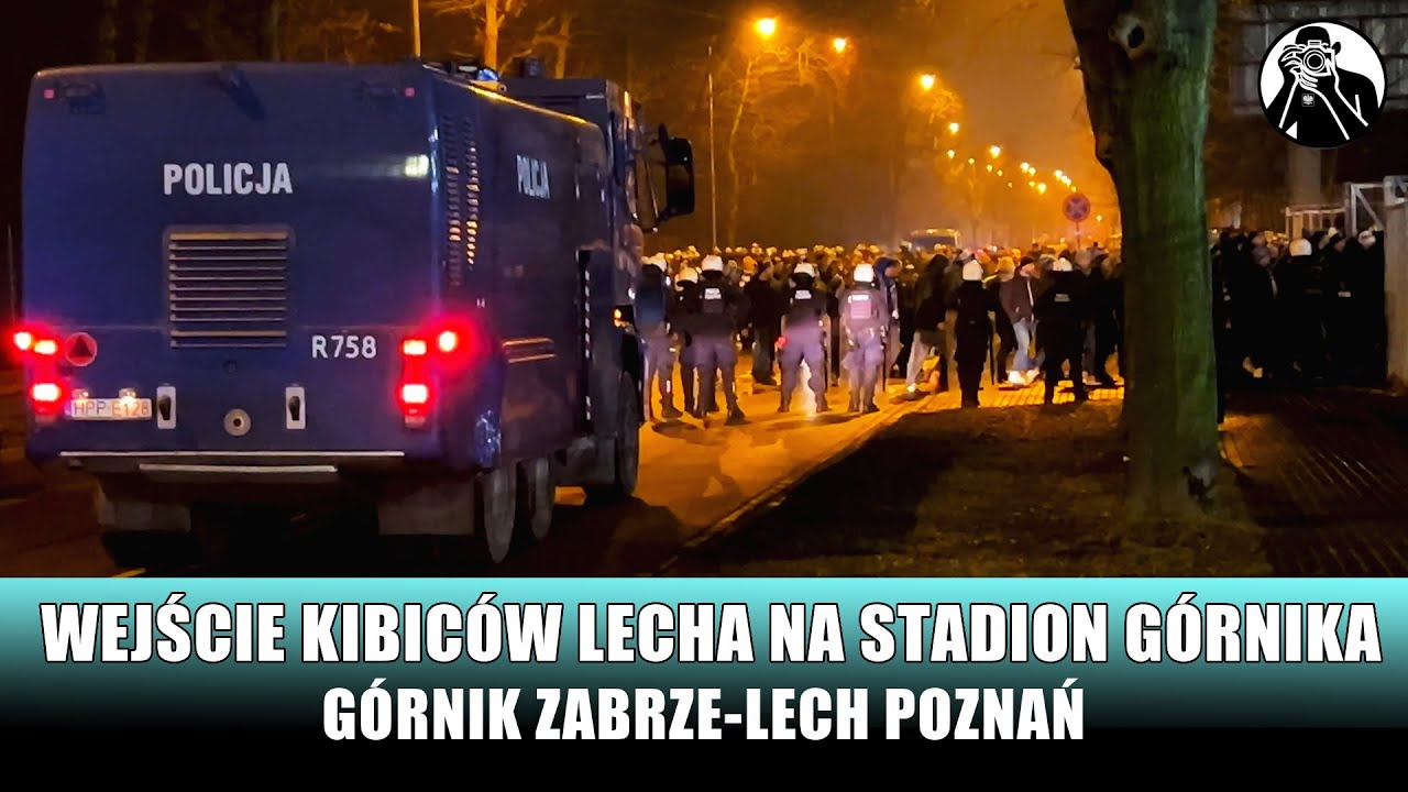 Wejście Kibic&oacute;w Lecha Poznań na Stadion G&oacute;rnika.G&oacute;rnik Zabrze-Lech Poznań