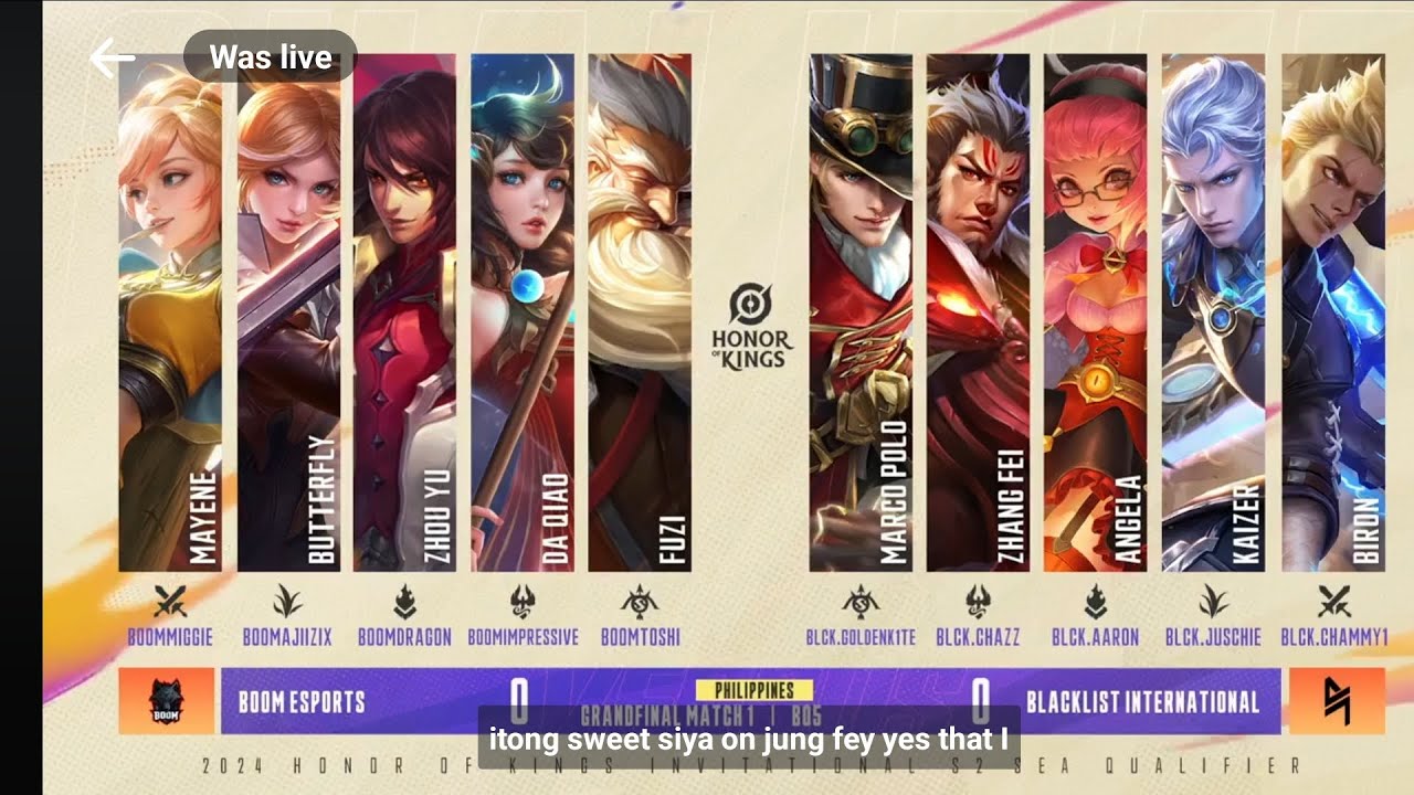 BLACKLIST VS BOOM GRANDFINALGAME1   2024 HONOR OF KINGS INVITATIONAL S2 QUALIFIERS