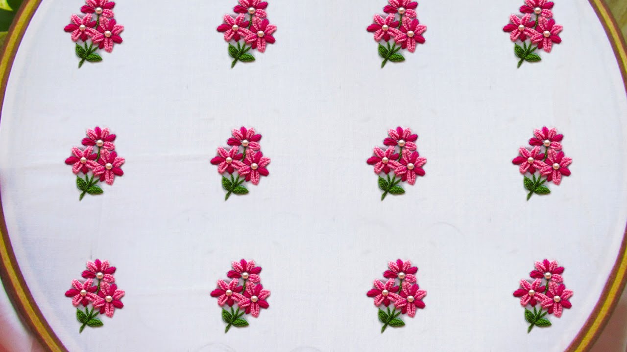 simple flowers allover design for salwar kameez | dresses | dopatta | handwork
