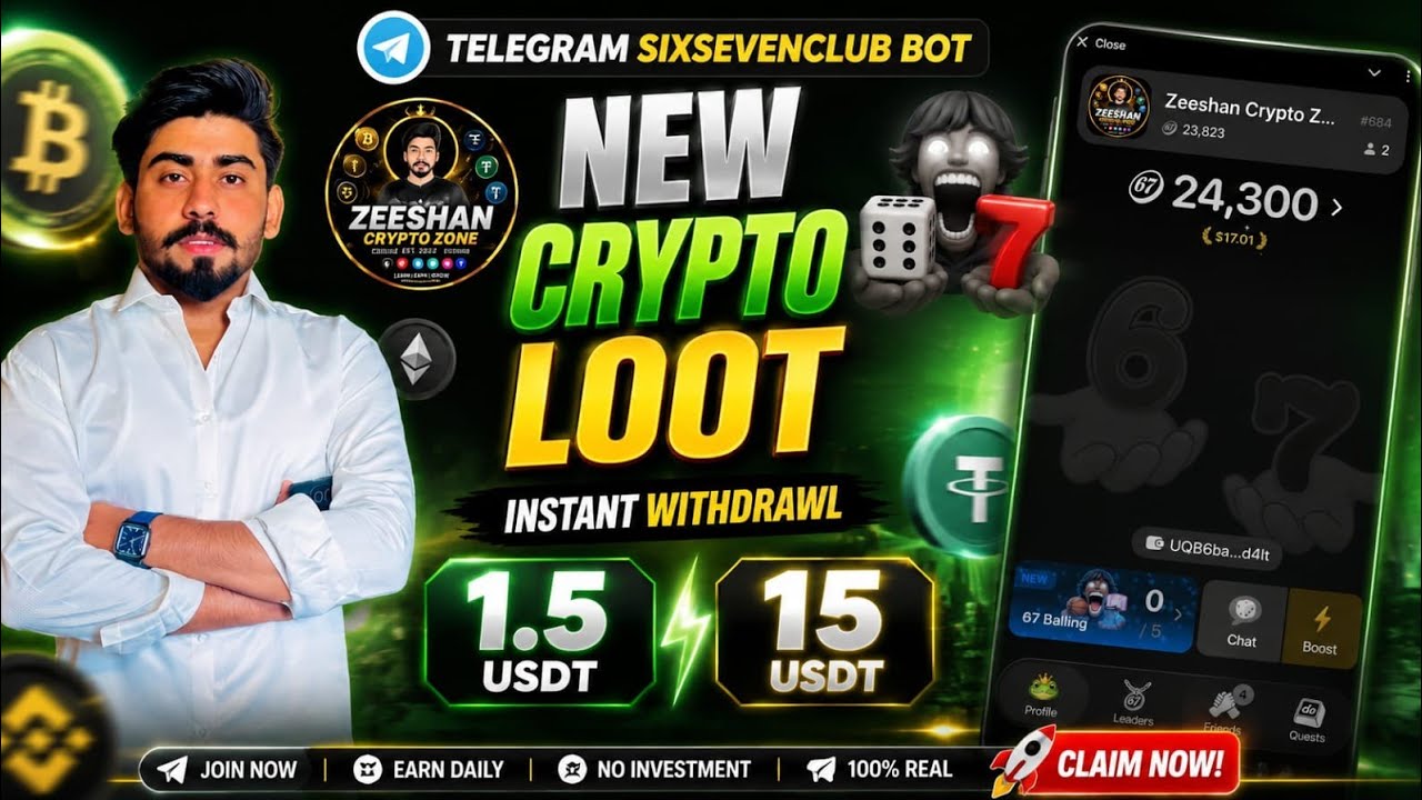 New Telegram Crypto Loot Sixsevenclub Bot | 67 telegram bot | online Earning in Pakistan 2026