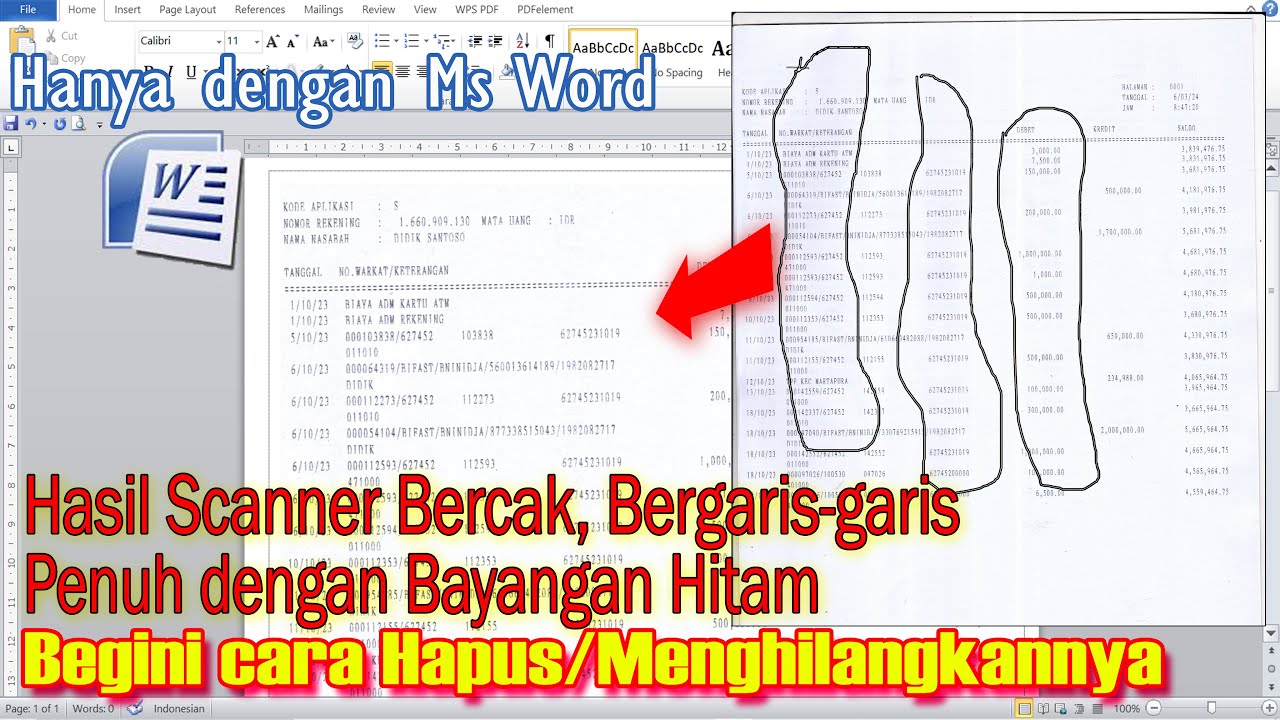 Cara Hapus Hilangkan Bayangan garis garis File Berkas Hasil Scanner hanya dengan Ms Word dijamin Jos