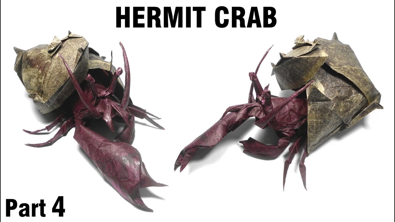 Origami Hermit Crab tutorial (Satoshi Kamiya) Part 4 折り紙 ヤドカリ Einsiedlerkrebs Cangrejo ermitaño