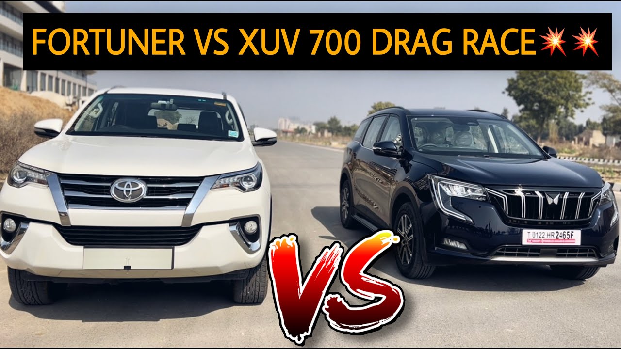 Toyota Fortuner vs Mahindra XUV700 Drag Race🔥🔥| Petrol vs Diesel😈 #fortuner #xuv700 #dragrace