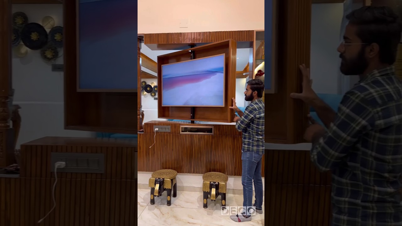 Check out this 360 degree rotating Tv unit design. #tvunits #interiordesign #interior