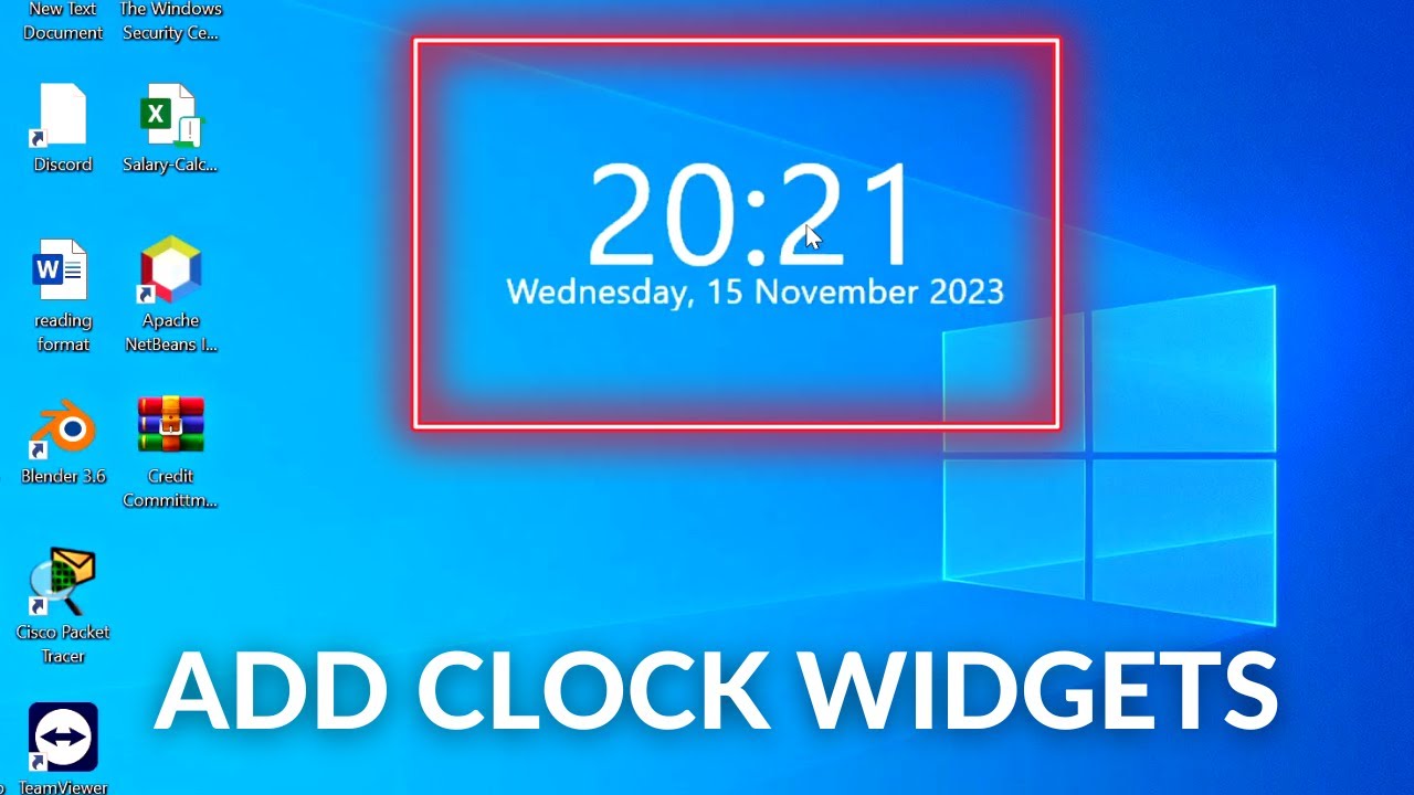 How to add clock widget in windows 10
