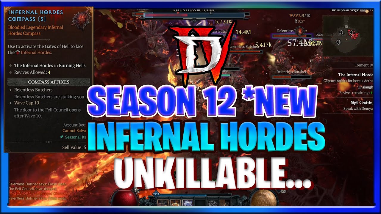 Diablo 4 Season 12 Bloody Infernal Hordes (Butchers UNKILLABLE?)