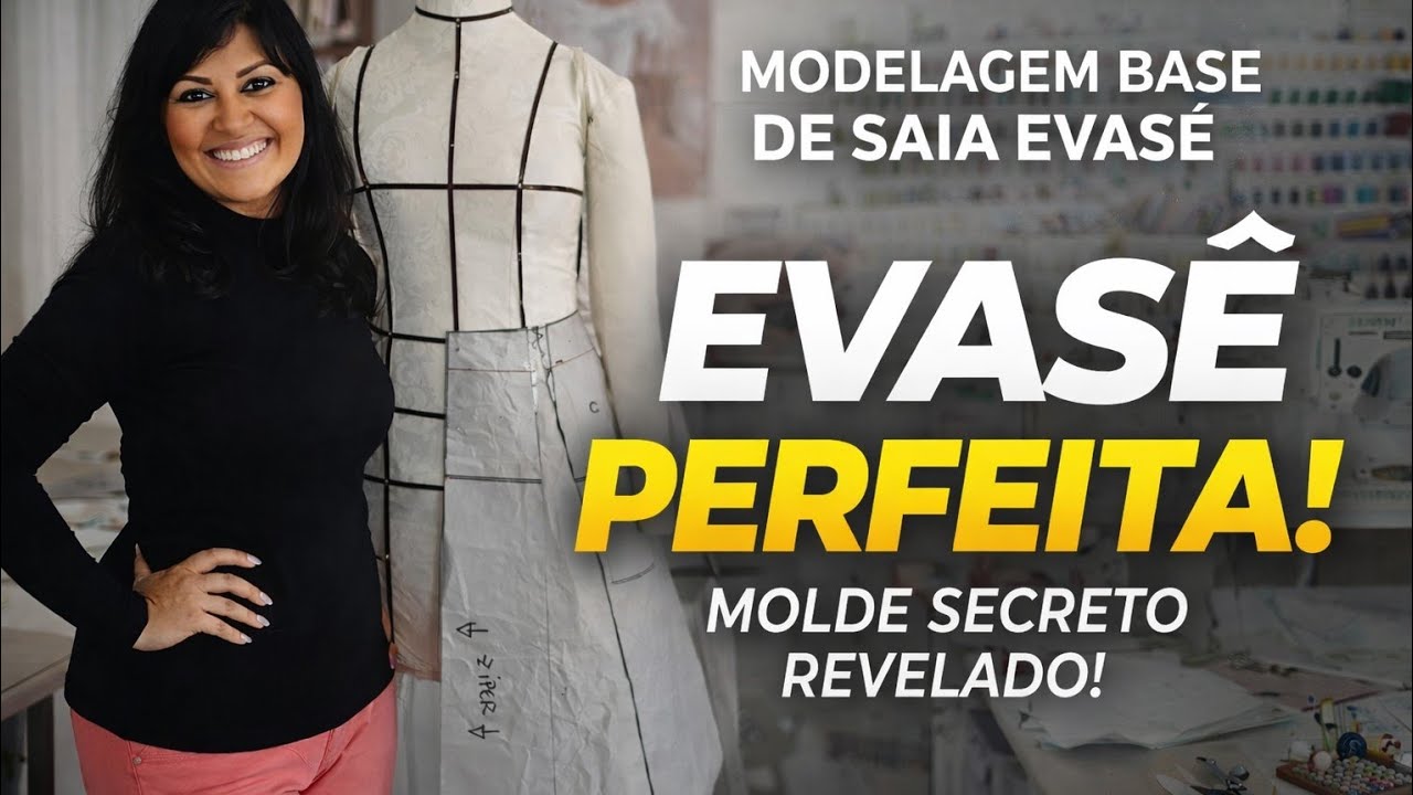 DIY Como fazer Modelagem Base de Saia Evasê_Costura fácil passo a passo p iniciante Gisleide Novelo