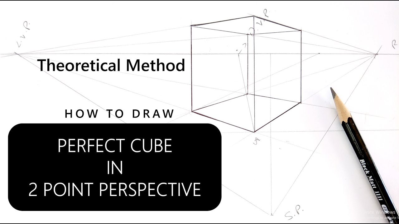 How to draw a PERFECT CUBE in 2 point Perspective (Theoretical method)