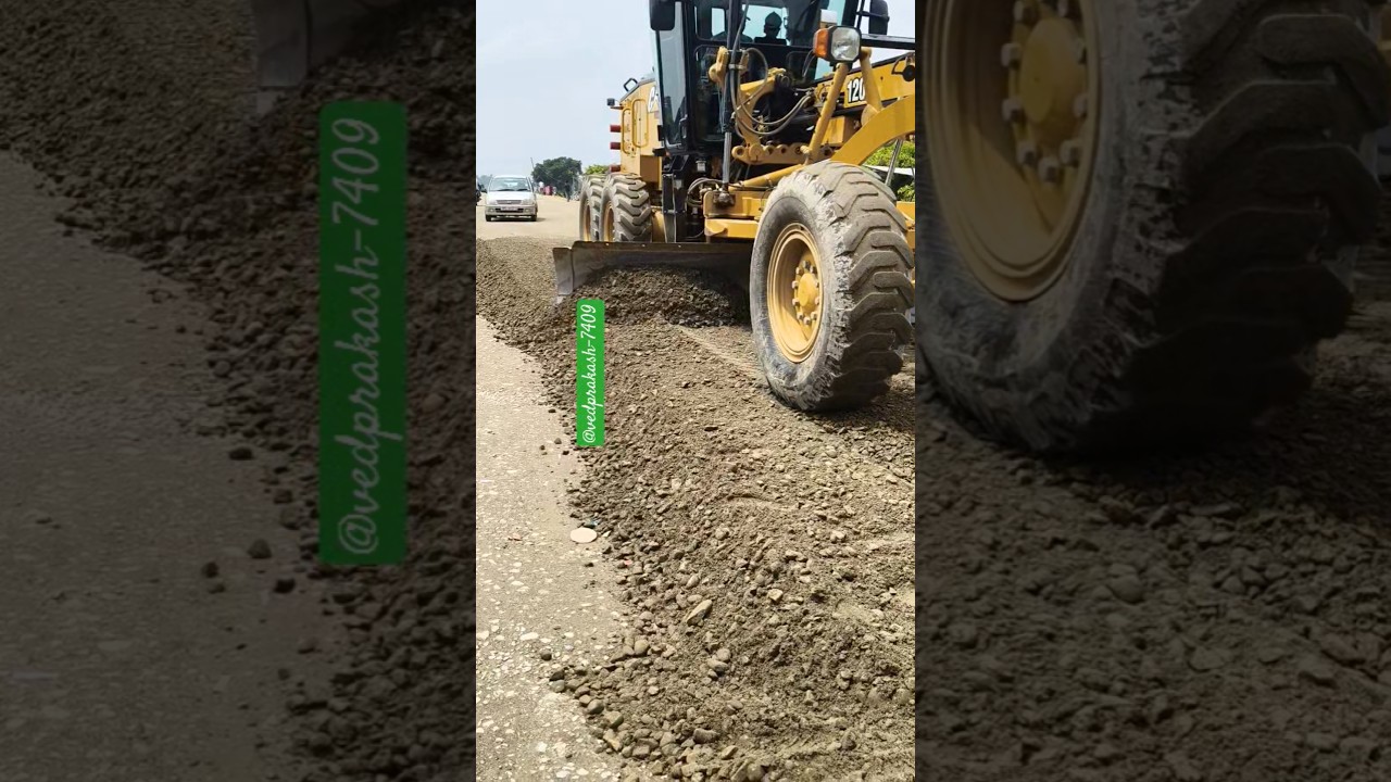 Rigid pavement road, GSB layer grading work on sub Grade top layer #roadgrading #roadconstruction