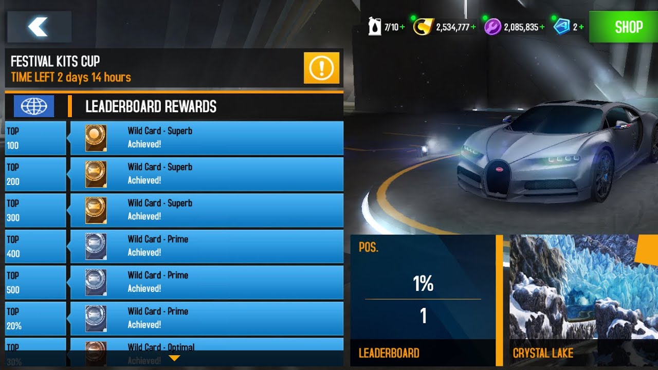 Asphalt 8, Festival Kits Cup Crystal Lake, Bugatti Chiron Sport 110 ANS