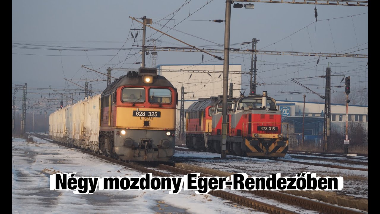 Négy mozdony Eger-Rendezőben (2016. január 8.)