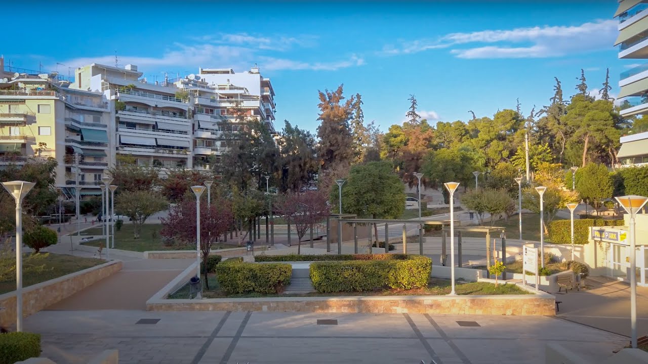 #133 Polis Park walk from park to main square in Nea Smyrni, Athens