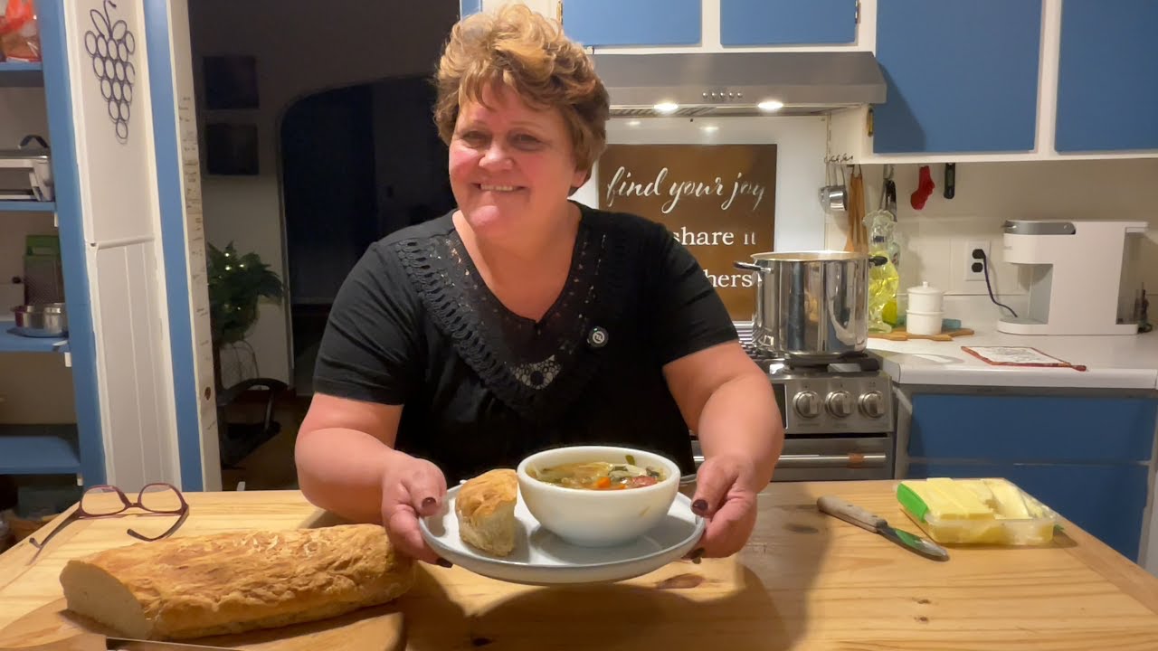Good Ole Homemade Deliciousness | Chicken Veggie Soup & Mix & Bake Peasant Bread | Come Bake With Me