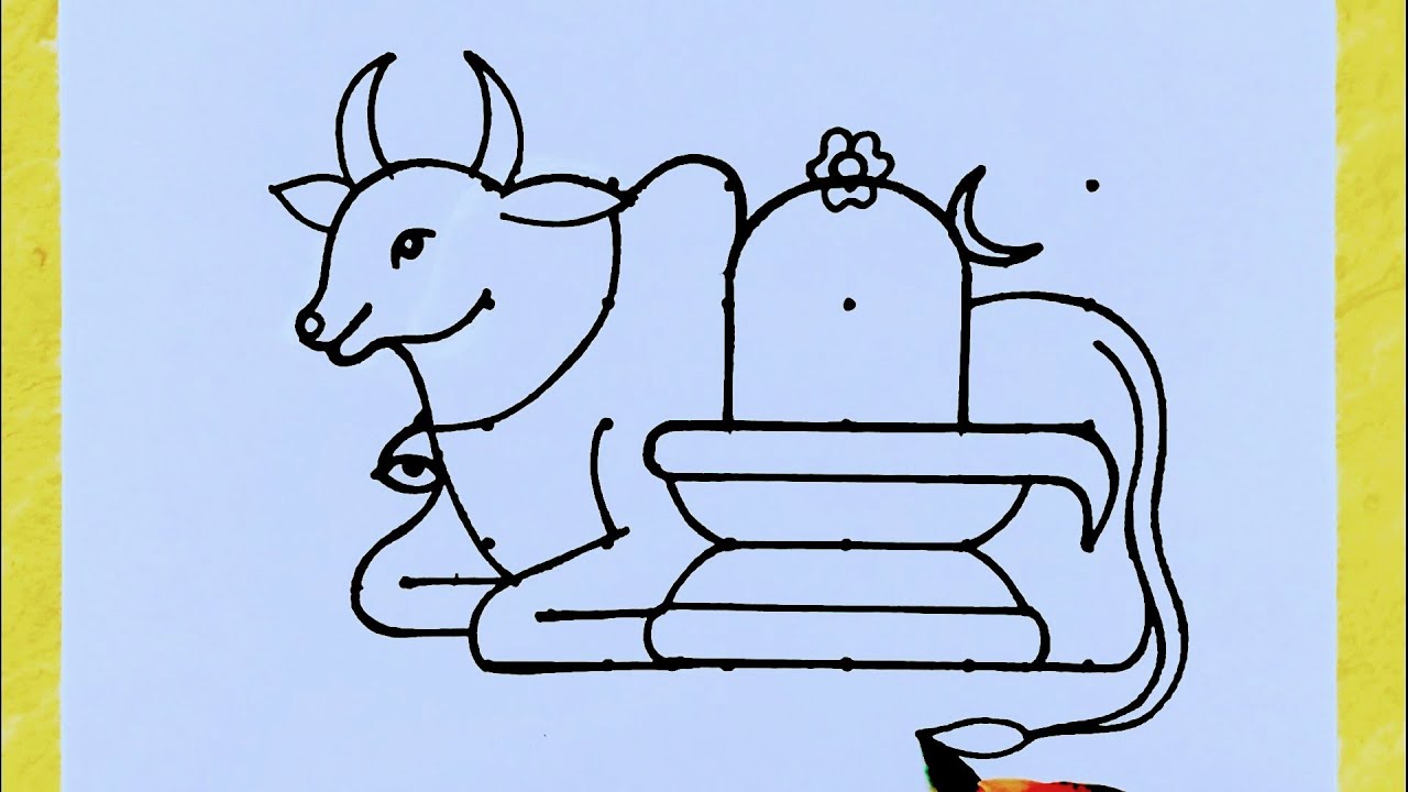 MahaShivaratri Rangoli from 5×6 dots easy // How to draw a Shiva lingam and Ox // Shivaratri drawing