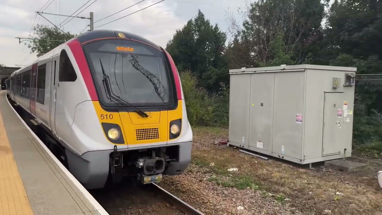 Class 720 Greater Anglia service towards London Liverpool Street. And towards Hertford East 