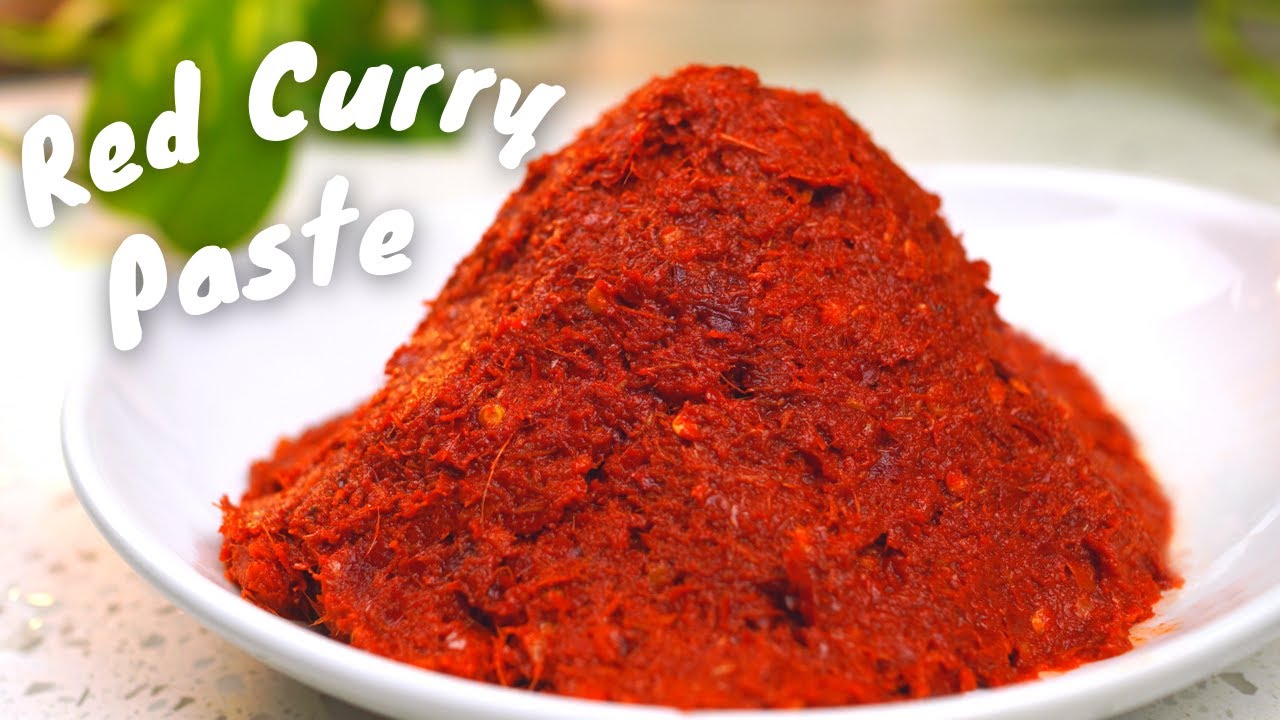 How to make THAI RED CURRY PASTE from scratch พริกแกงเผ็ด