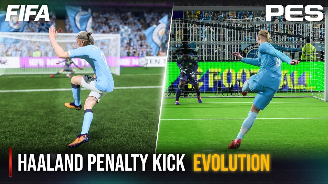 Эволюция пенальти Хааланда | ФИФА против PES | 2020 - 2026 |