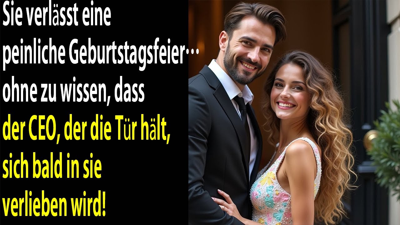 Sie verlässt ihre peinliche Feier – nicht ahnend, dass der Mann an der Tür ein CEO ist…