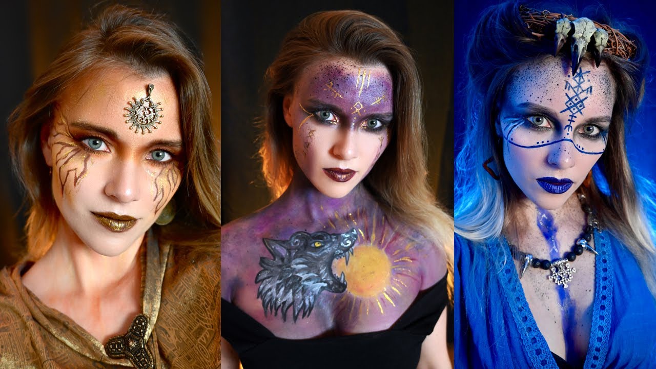 5 Norse Mythology inspired makeup tutorials - Völva, Hel, Sól, Mani, Ragnarök - compilation