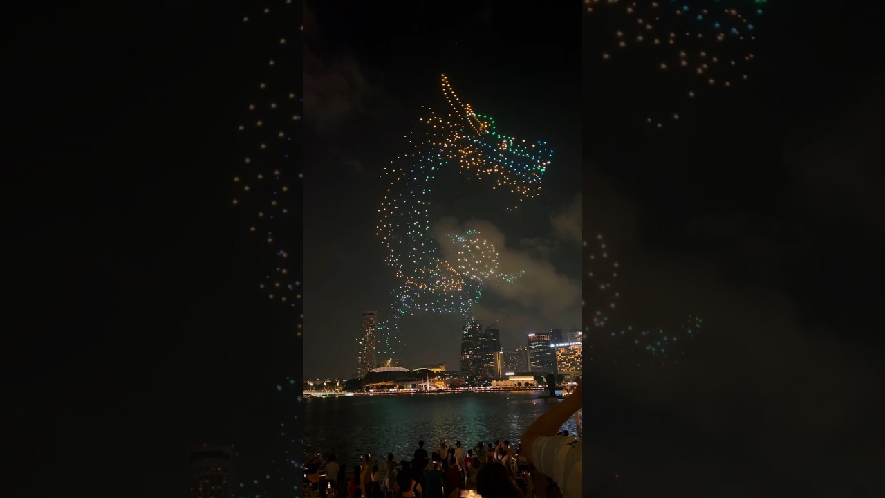 Dragon Drone Show At Marina Bay Sands Singapore #shorts