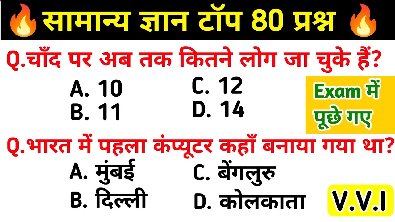 general knowledge | general knowledge in Hindi | Top 80 GK/GS questions  |SSC Exam, SSC GD Exam