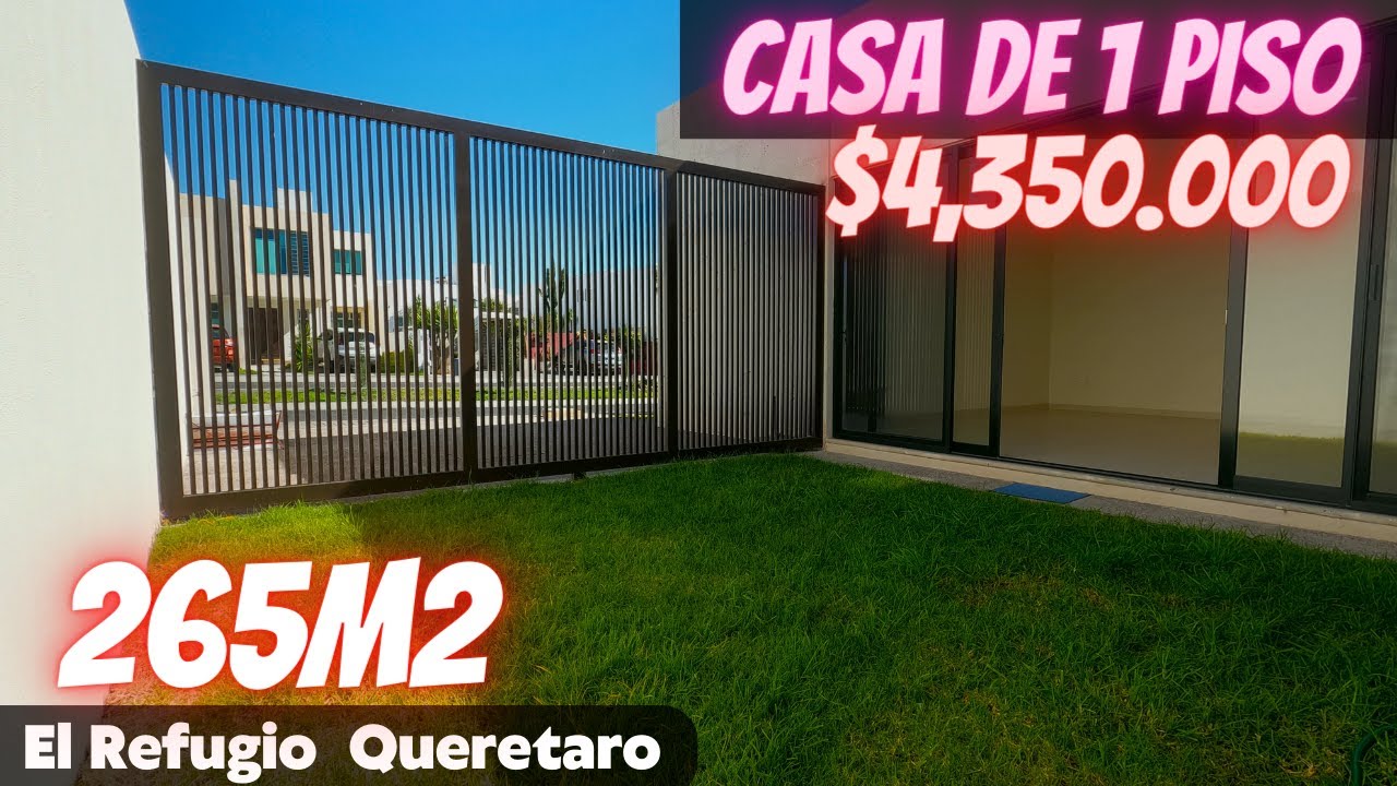 CASA de UNA PLANTA, 265m2 de TERRENO, 3 habitaciones, JARDIN, AMPLIOS ESPACIOS, 190 m2 CONSTRUCCION.
