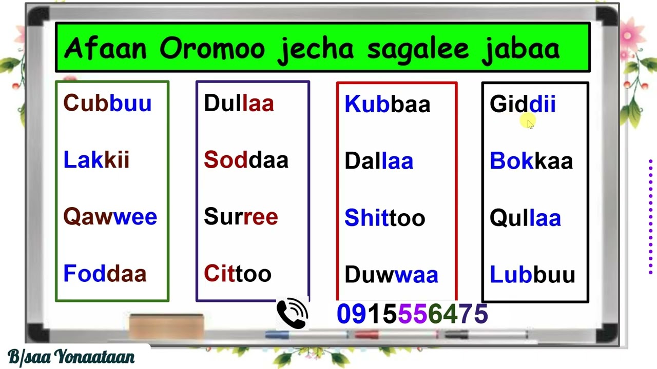 Jecha sagalee jaboo Afaan Oromoo 