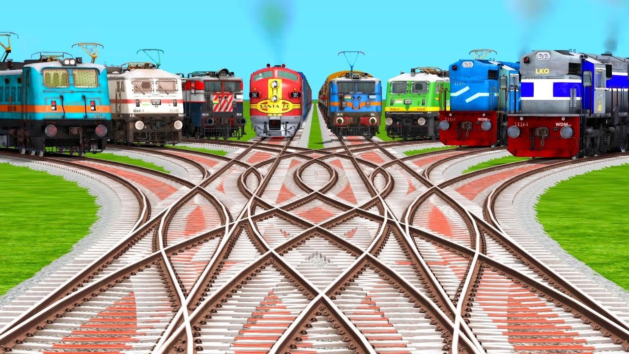 8 Trains Crossing On Bumpy Railroad Tracks || train simulator 2026 gameplay
