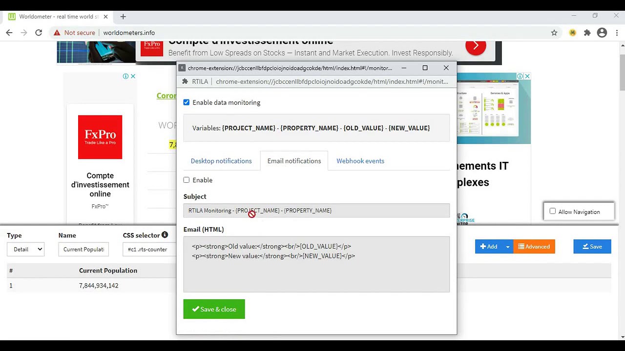 Website Change Monitoring, Detection and Notifications