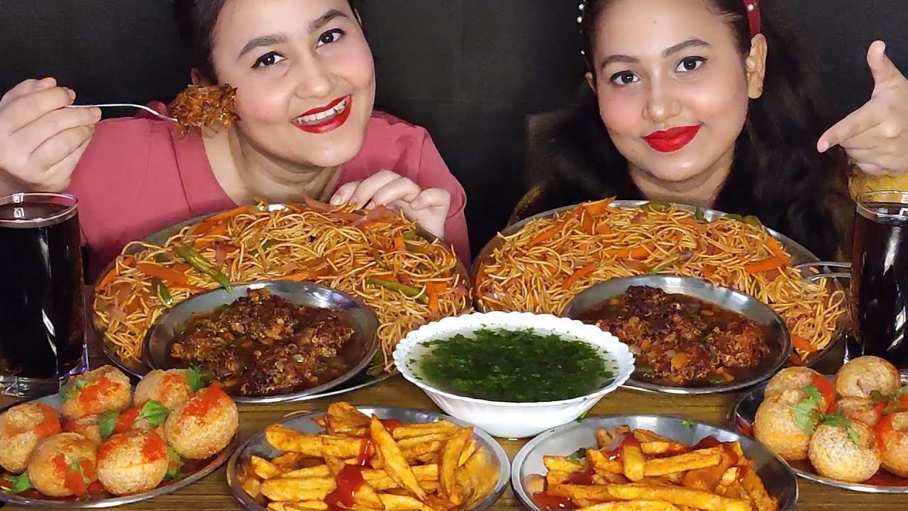Chowmein, Manchurian, French Fries, Panipuri 🤤😋 Eating Challenge II mukbang+asmr