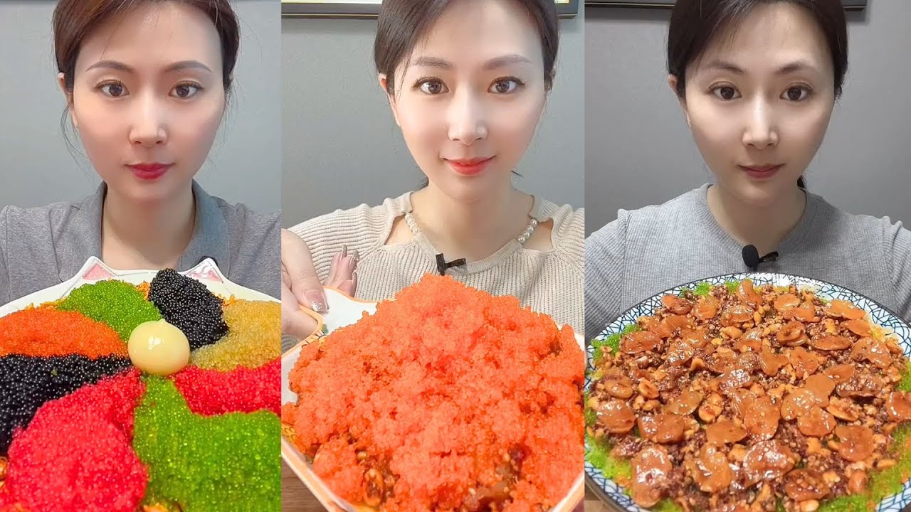 Chinese Colorful Fish Roe & Spicy Seafood ASMR | Crunchy Eating Sounds #89