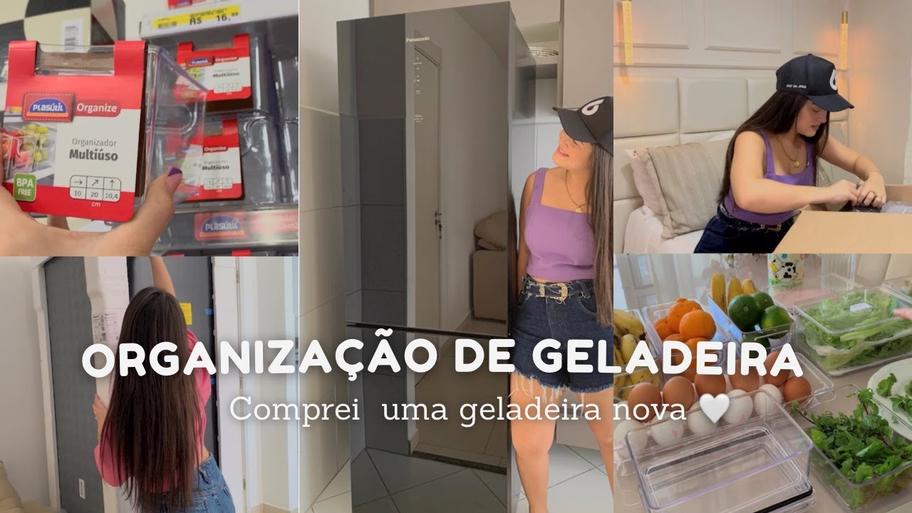 ORGANIZANDO A MINHA NOVA GELADEIRA PANASONIC | COMPREI ORGANIZADORES | VLOG
