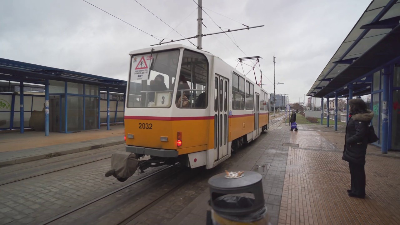 Bulgaria, Sofia, tram 3 ride from Централна гара ro Католически Гробищен Парк