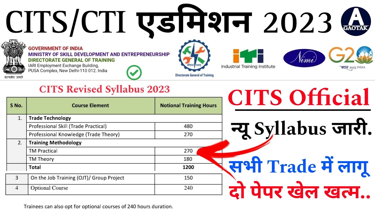 CITS New Official Sllybus जारी हुआ || CTI Revised Syllabus 2023 || CITS Official अपडेट || CITS