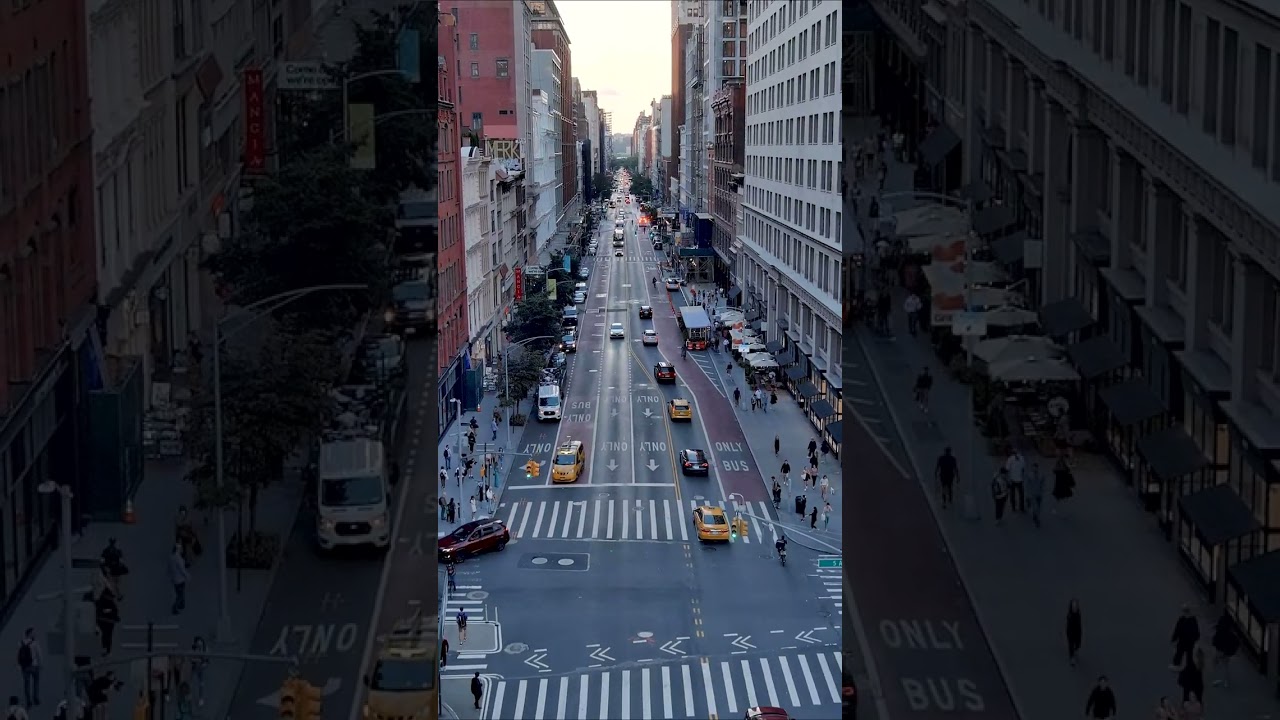 Drone Street Traffic, New York City