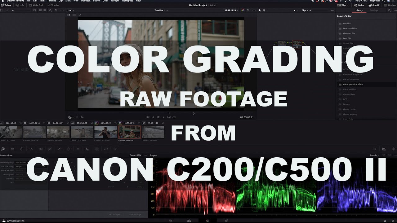 Цветокоррекция RAW-кадров с Canon C200/C500 II