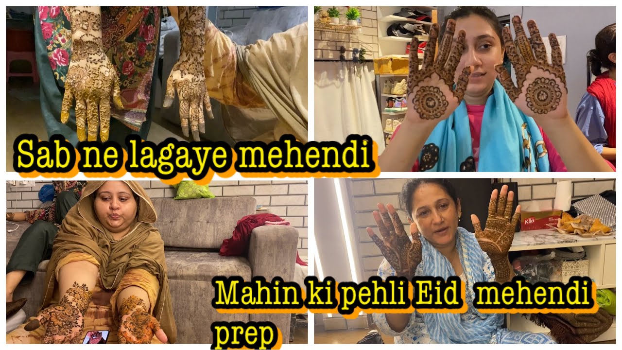 Ramzaan ka Akhir din sab ne lagai mehendi masti ke saath🤣 mahin ki pehli Eid mehendi #ramadan